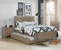 Transitional Full Size Bed w Trundle 2x Nightstands Warm Gray Bedroom Set