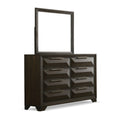 Transitional Dresser with Mirror Beveled Bracket Feet Metal Handles 8-Drawers English Dovetail Espresso Wood Furniture