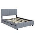 Contemporary Velvet Upholstered Queen Platform Bed with Drawers, Trundle, Gray