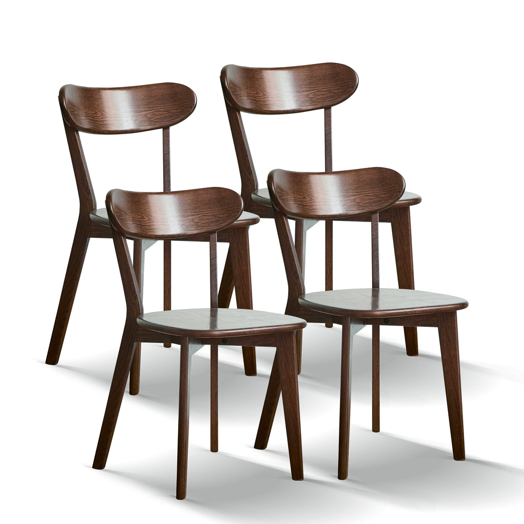 Natural Oak Dining Chair Set of 4 - Solid Wood, Comfortable Design, Walnut Finish, 19.69x18.50x31.50 inches
