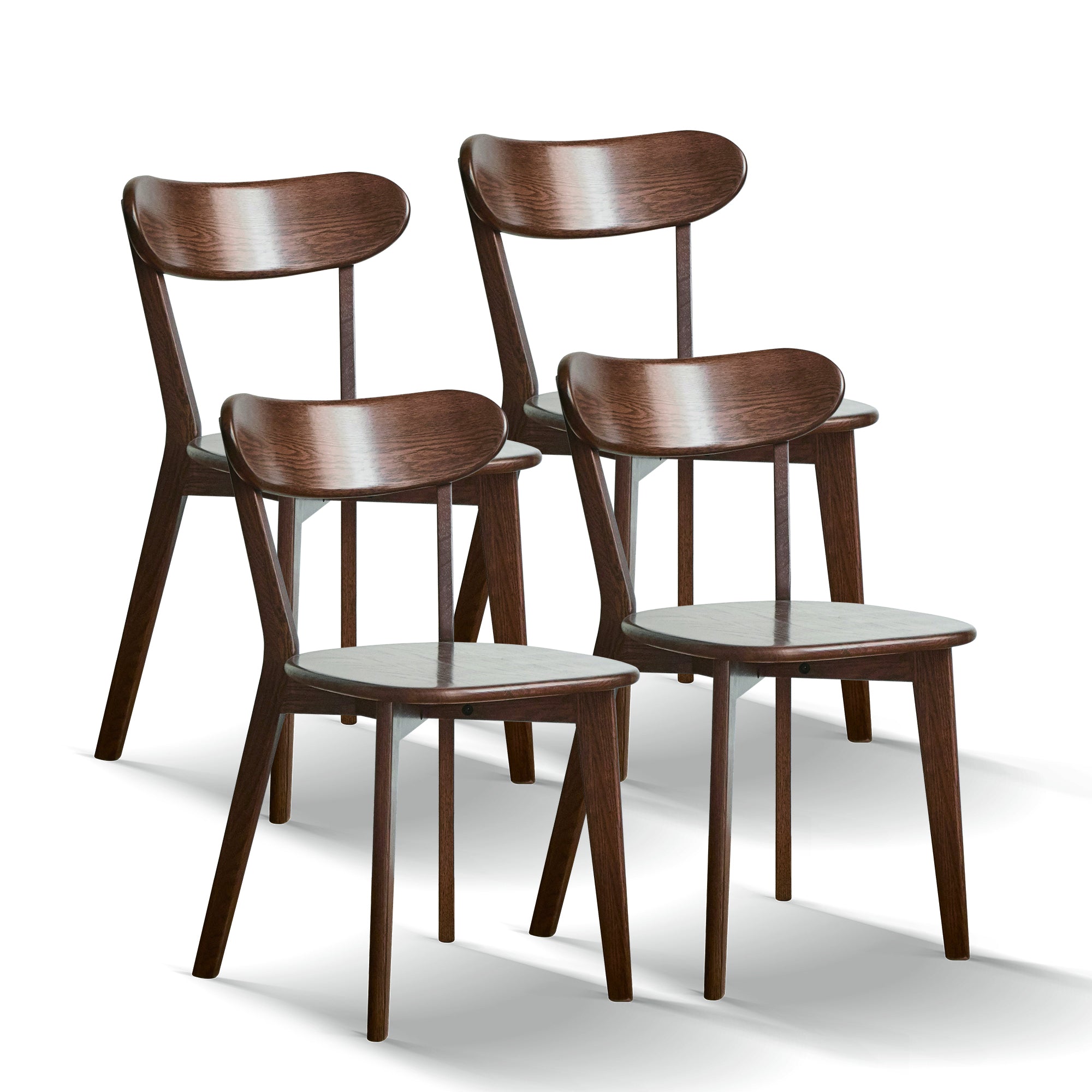 Natural Oak Dining Chair Set of 4 - Solid Wood, Comfortable Design, Walnut Finish, 19.69x18.50x31.50 inches