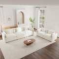 Sofa Set of 2 Chenille Couch, 2+3 Seater Sofa Set Deep Seat Sofa, Modern Sofa Set for Living Room, White Chenille