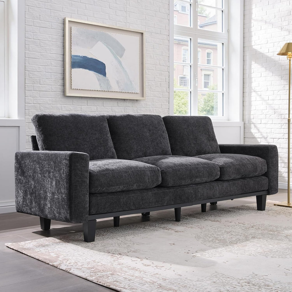 Grey Chenille 74.8 Inch Luxurious Contemporary Sofa-0