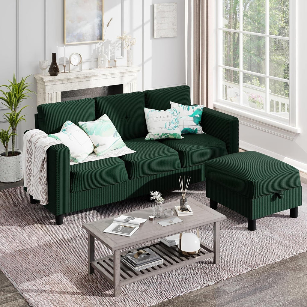 Green 76 Inches Upholstered Sectional Sofa Storage-2