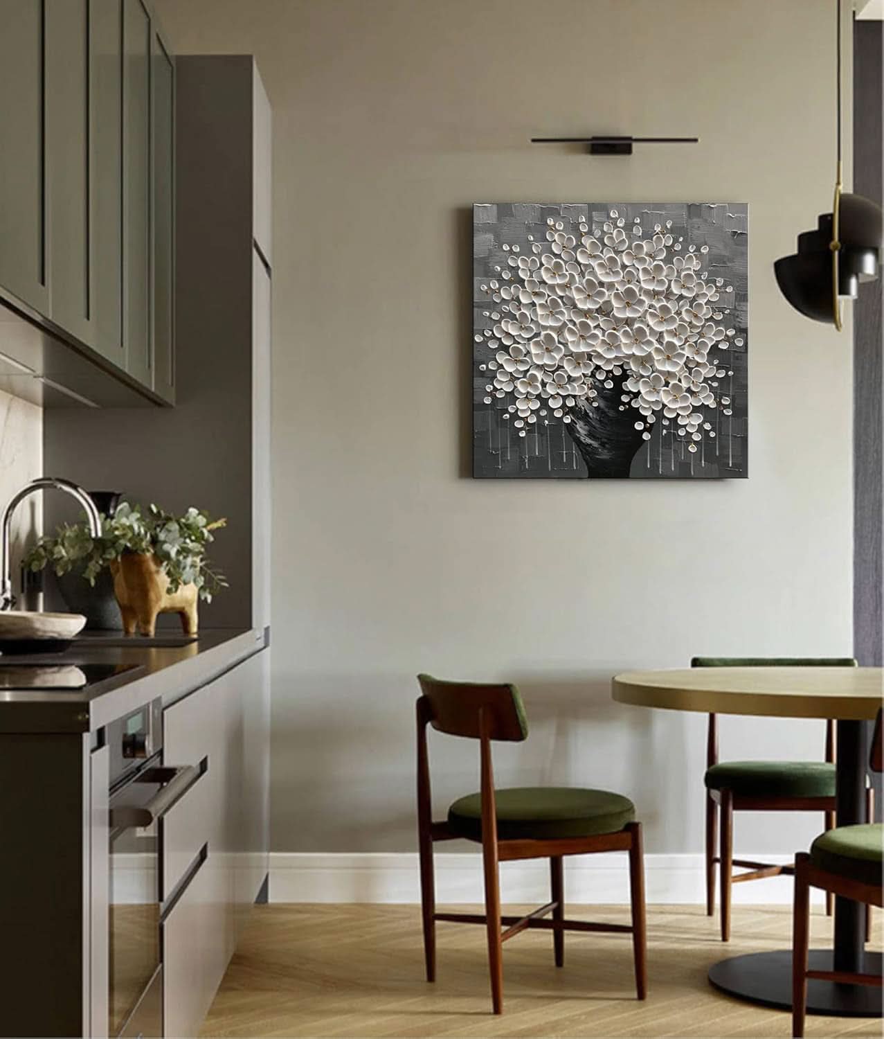 Hand Painted 3D White Flower Canvas Art work Edition-4