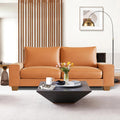 Faux Leather Loveseat Sofa 71Inch Brown Solid Wooden Frame-0