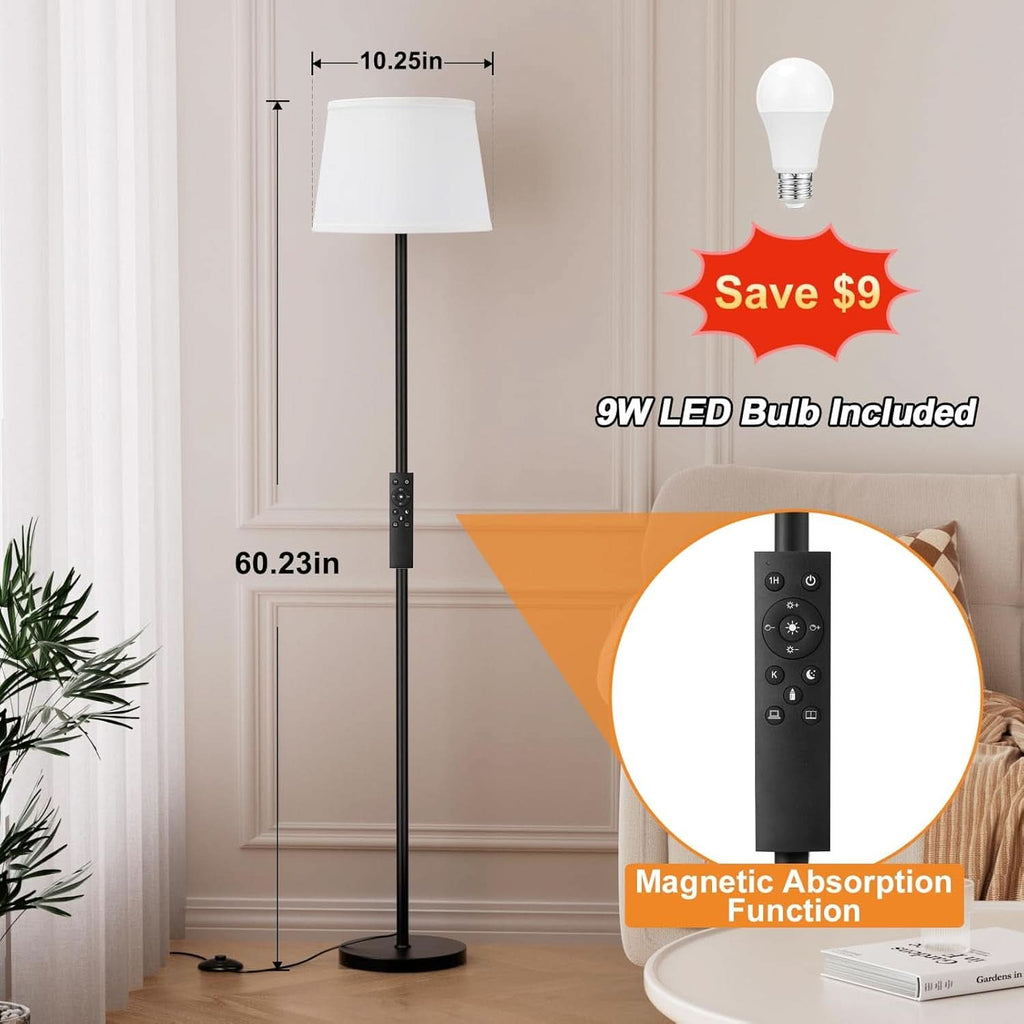 Black Floor Lamp Dimmable LED Brightness Control Remote-1