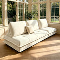 Beige Microfiber Sectional Sofa Daybed With Ottoman-0