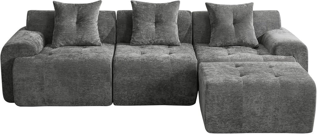 Charcoal Gray 101 Inch Modular Sectional Sofa With Ottoman-0