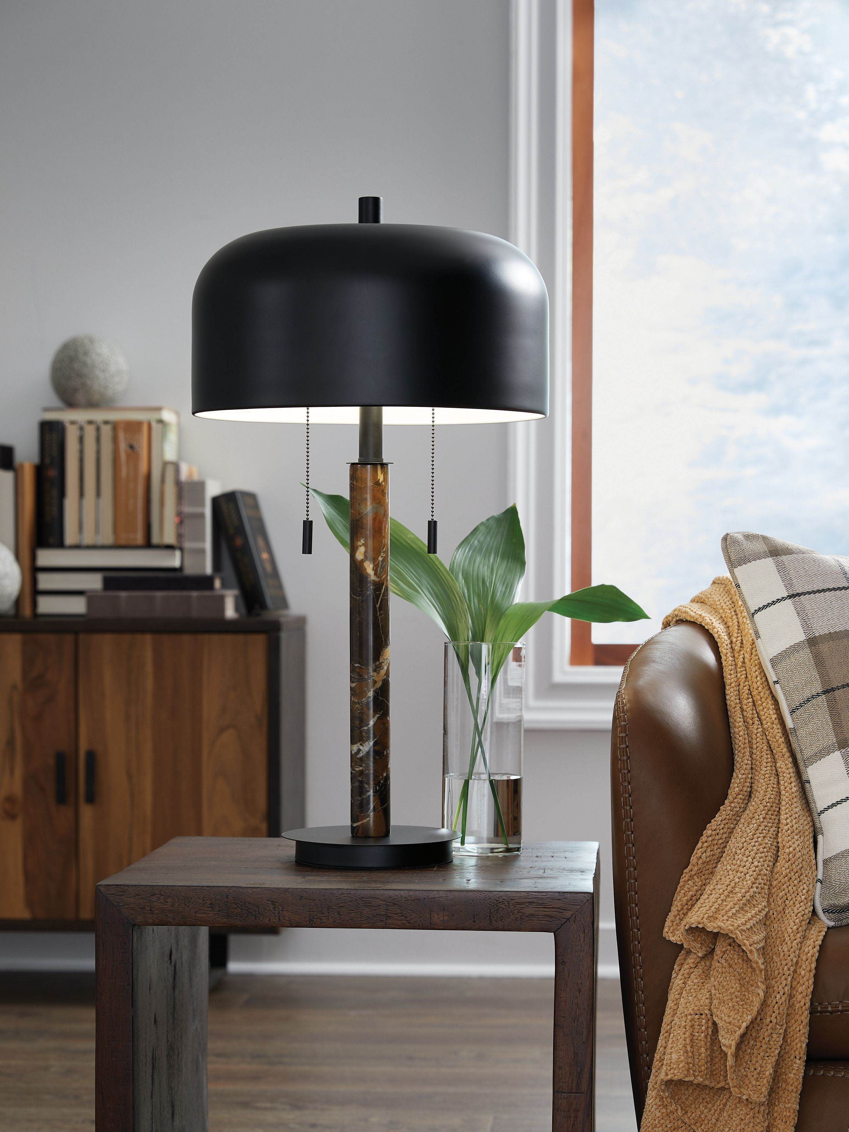 Alanbert - Metal Table Lamp - Brown / Black-2