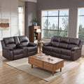 Brown Recliner Sofa With Pull Down Table Two Piece Set-0