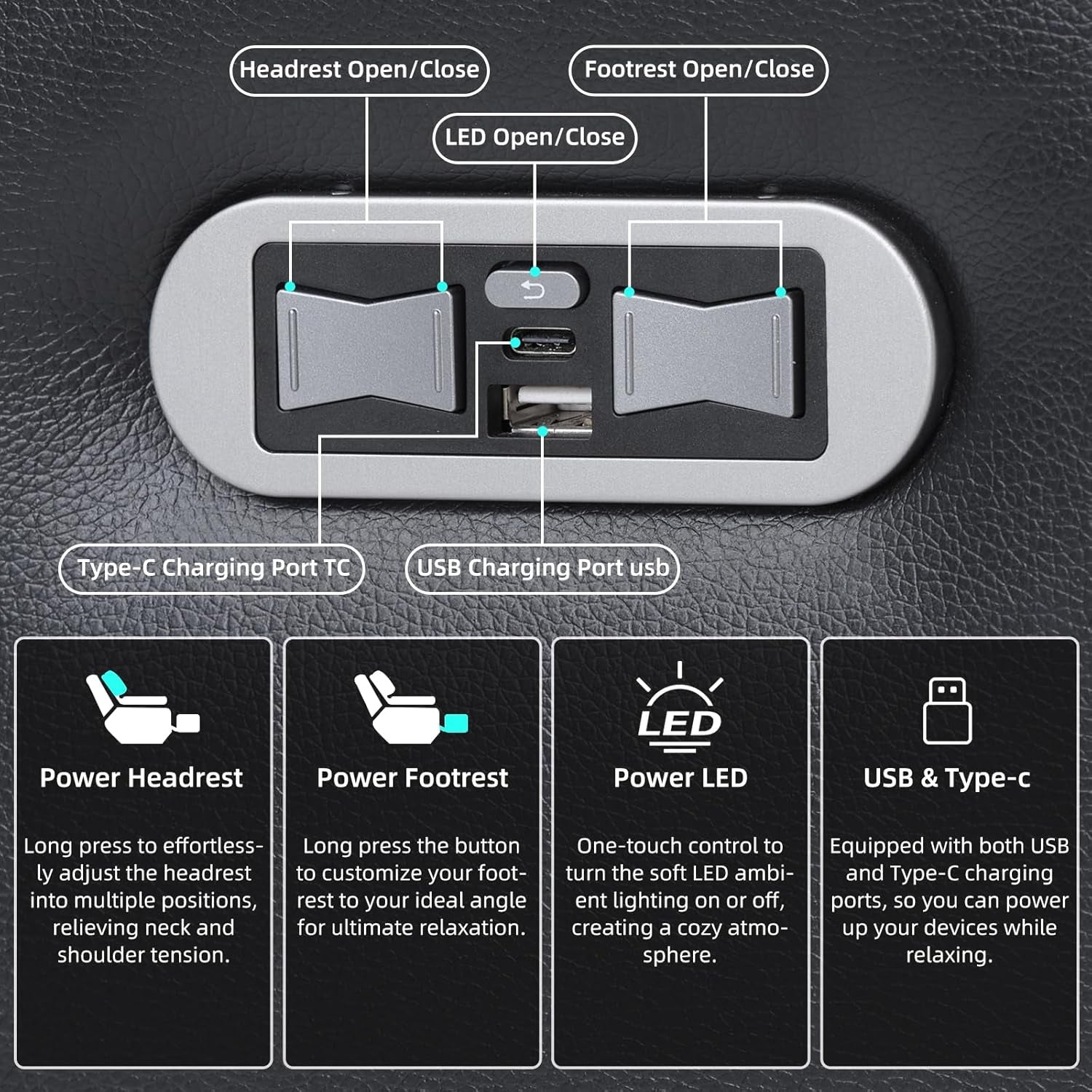 Black Luxurious Power Recliner With Center Console-3
