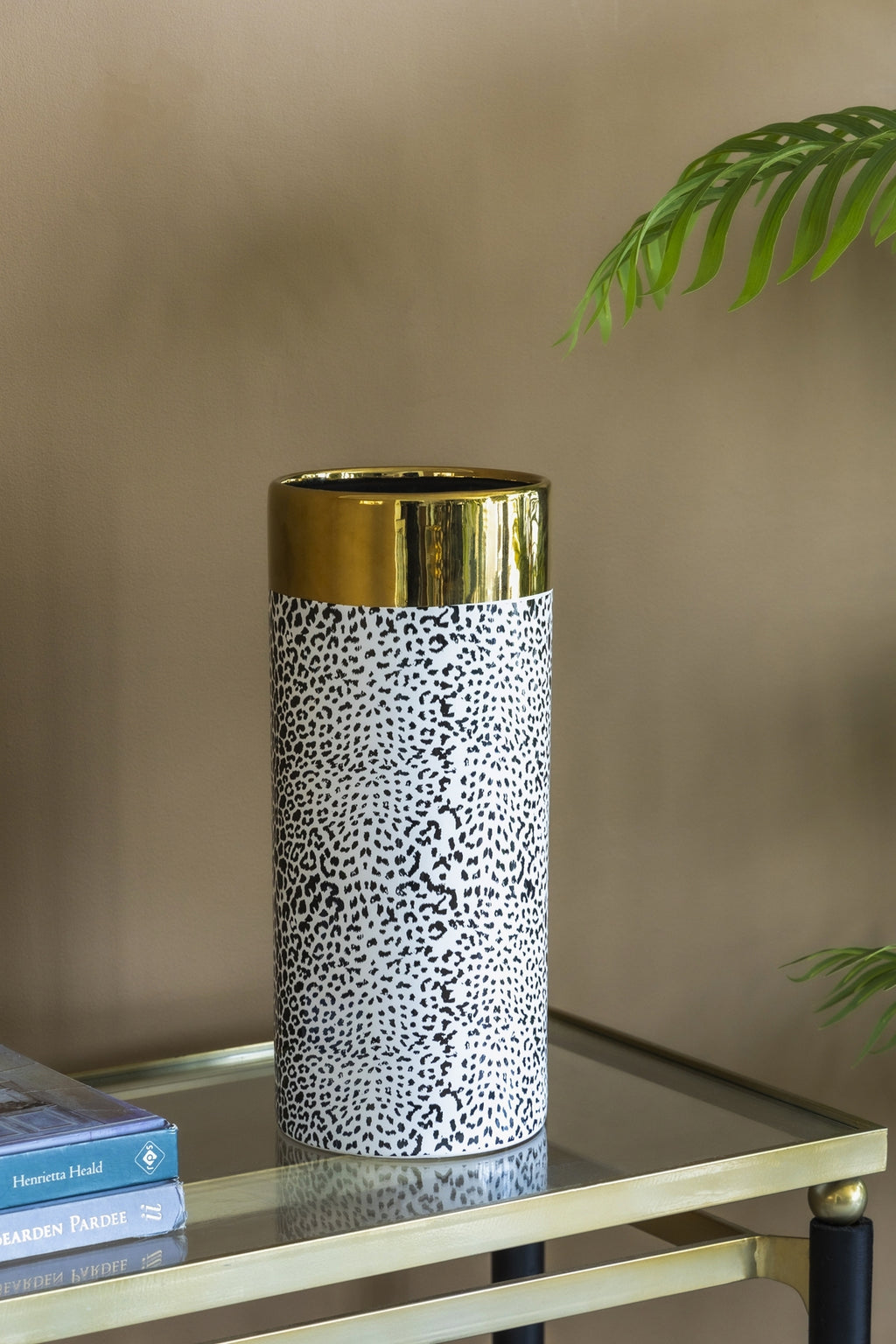 Matte Black and Gold Ceramic Vase
