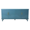 Blue 4-Door Cabinet, Solid Wood+MDF, 70.07''L x 15.75''W x 32.28''H, Large Storage for Living Room, Kitchen, Bedroom