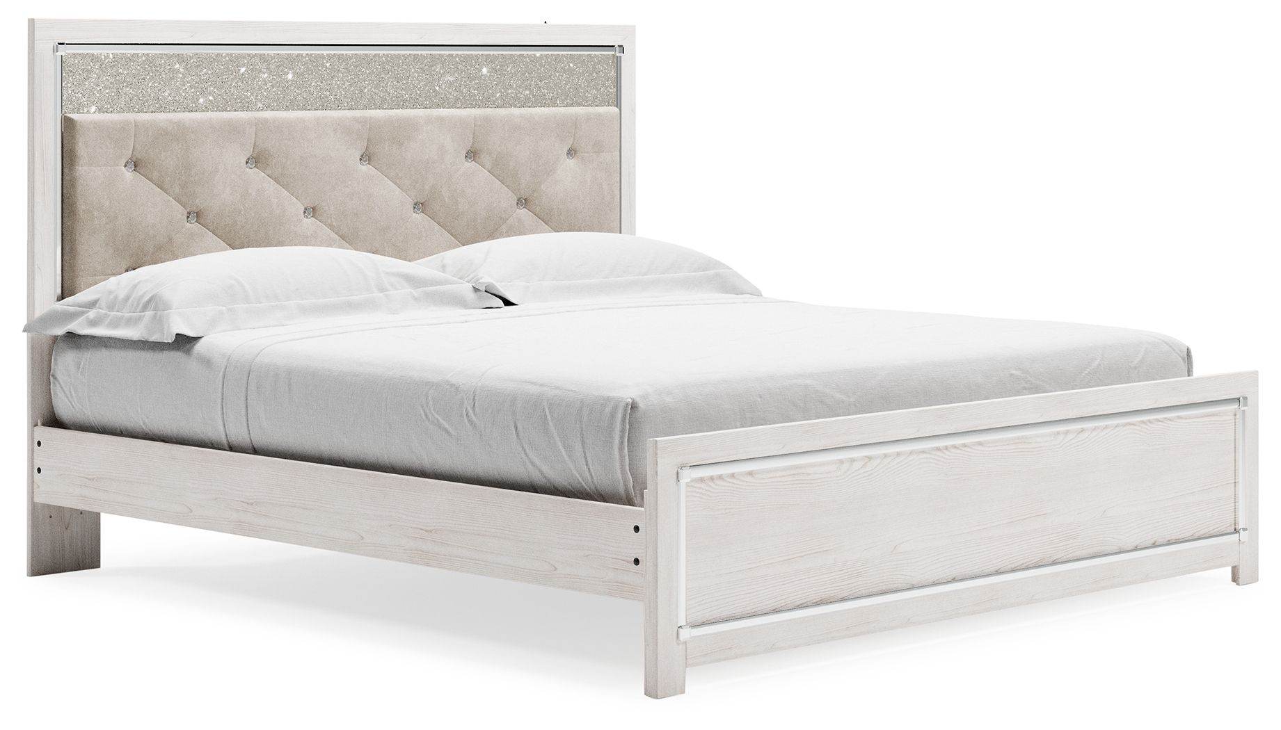Altyra - King Panel Bed With Upholstered Headboard - White-0
