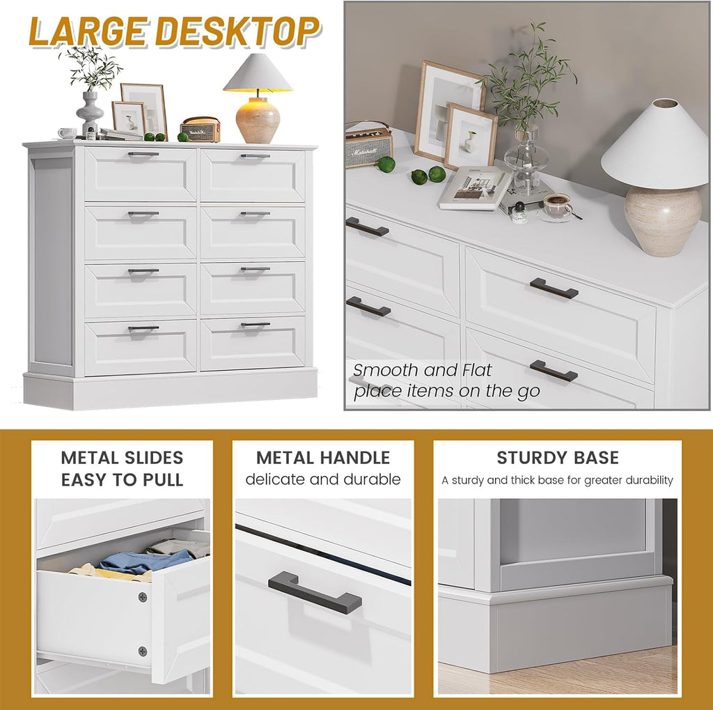 Contemporary Farmhouse White Dresser With Six Drawers