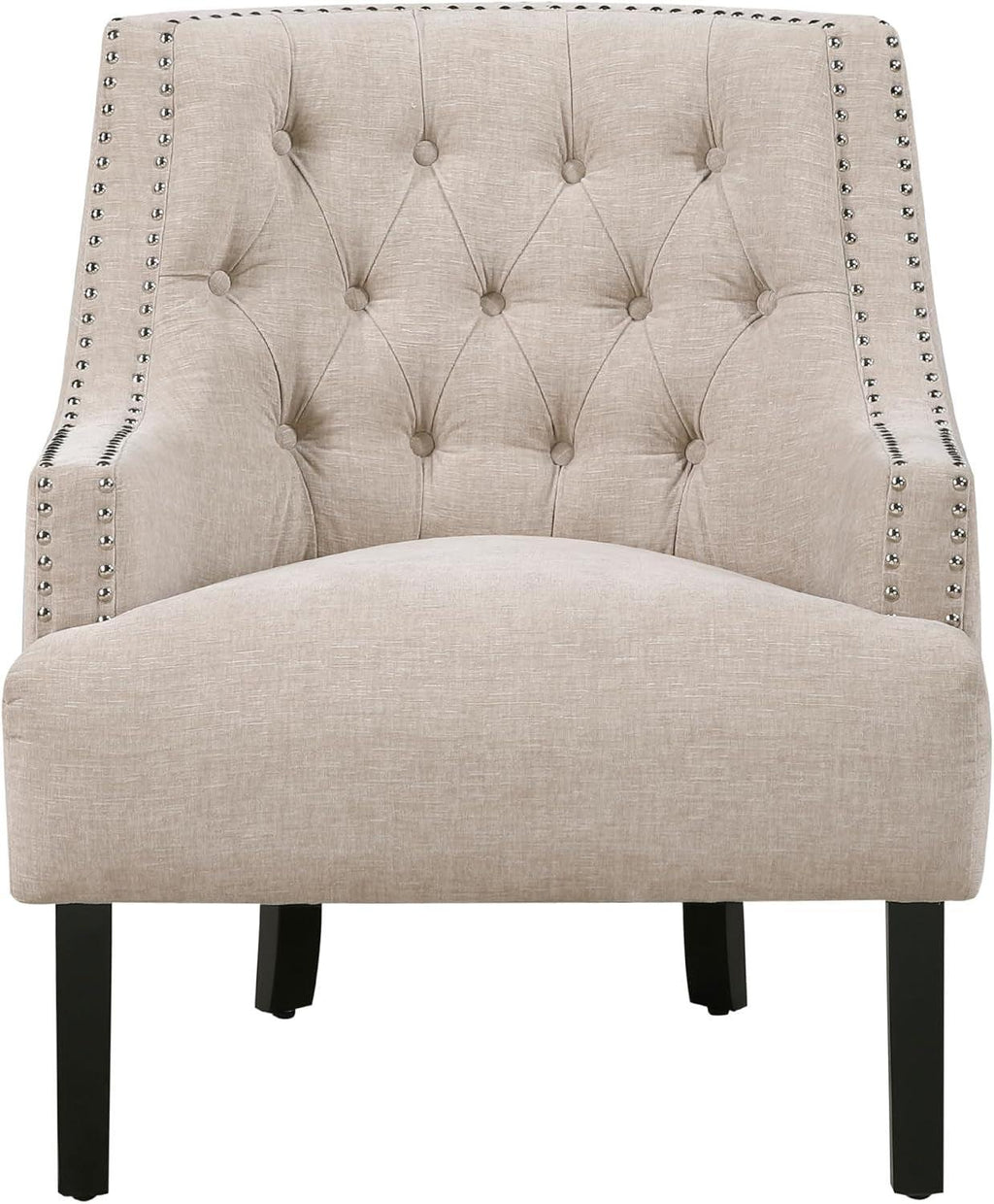 Taupe Upholstered Accent Chair Tufted Cushion Frame
