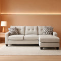 Beige Sleeper Sectional Featuring Chaise Memory Foam-0