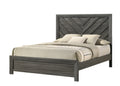 1pc Queen Size Bed Rustic Gray Finish Wooden Bedroom Furniture Geometric Design Chevron Pattern
