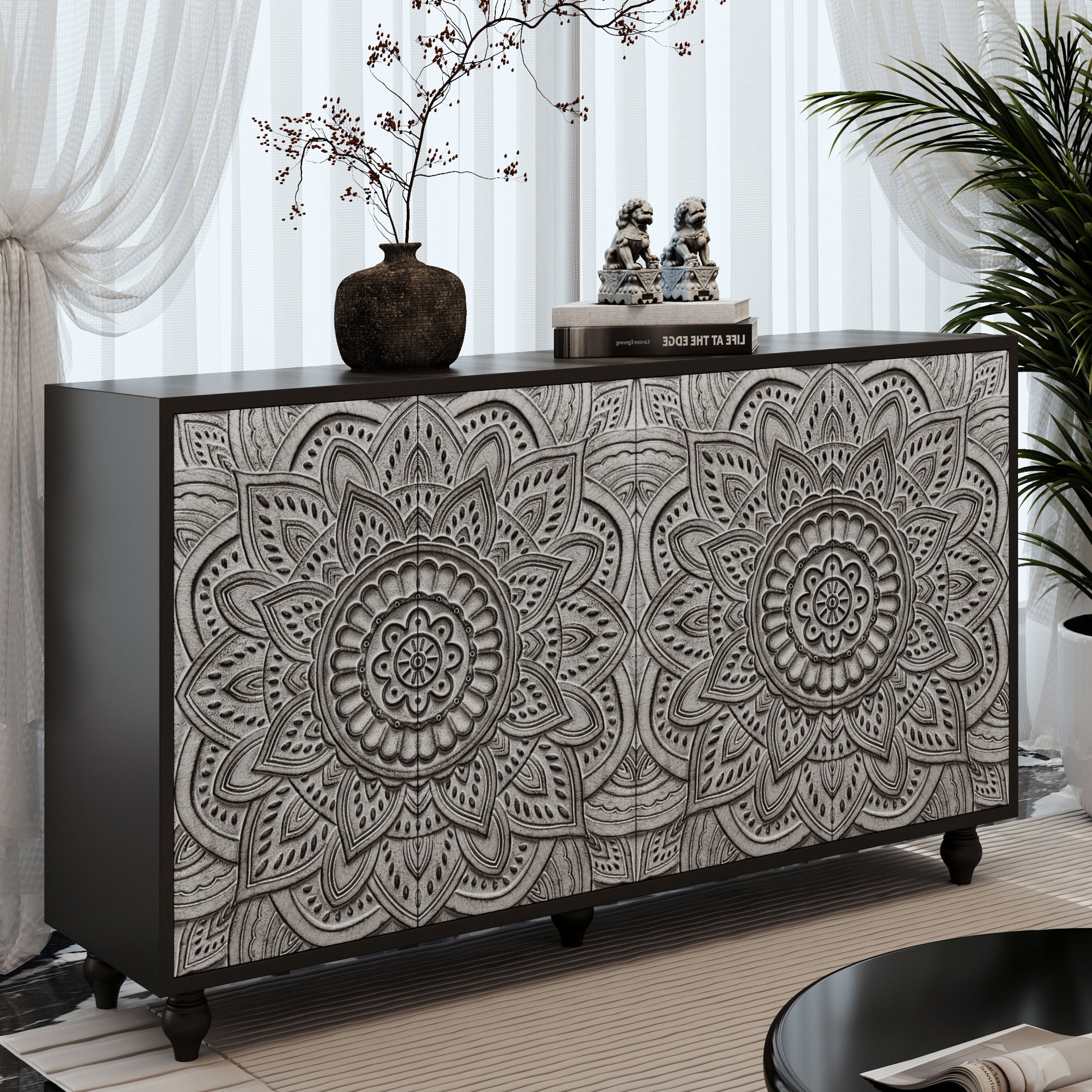 Boho Mandala 3D Embossed Sideboard Buffet Cabinet