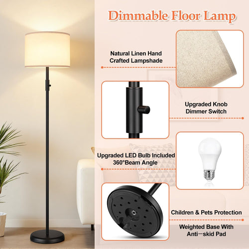 Black Linen Floor Lamp