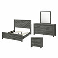DENVER Modern Twin 4-Piece Bedroom Set in Gray Finish with Bed, Dresser, Mirror and Nightstand, Contemporary Storage Furniture Set