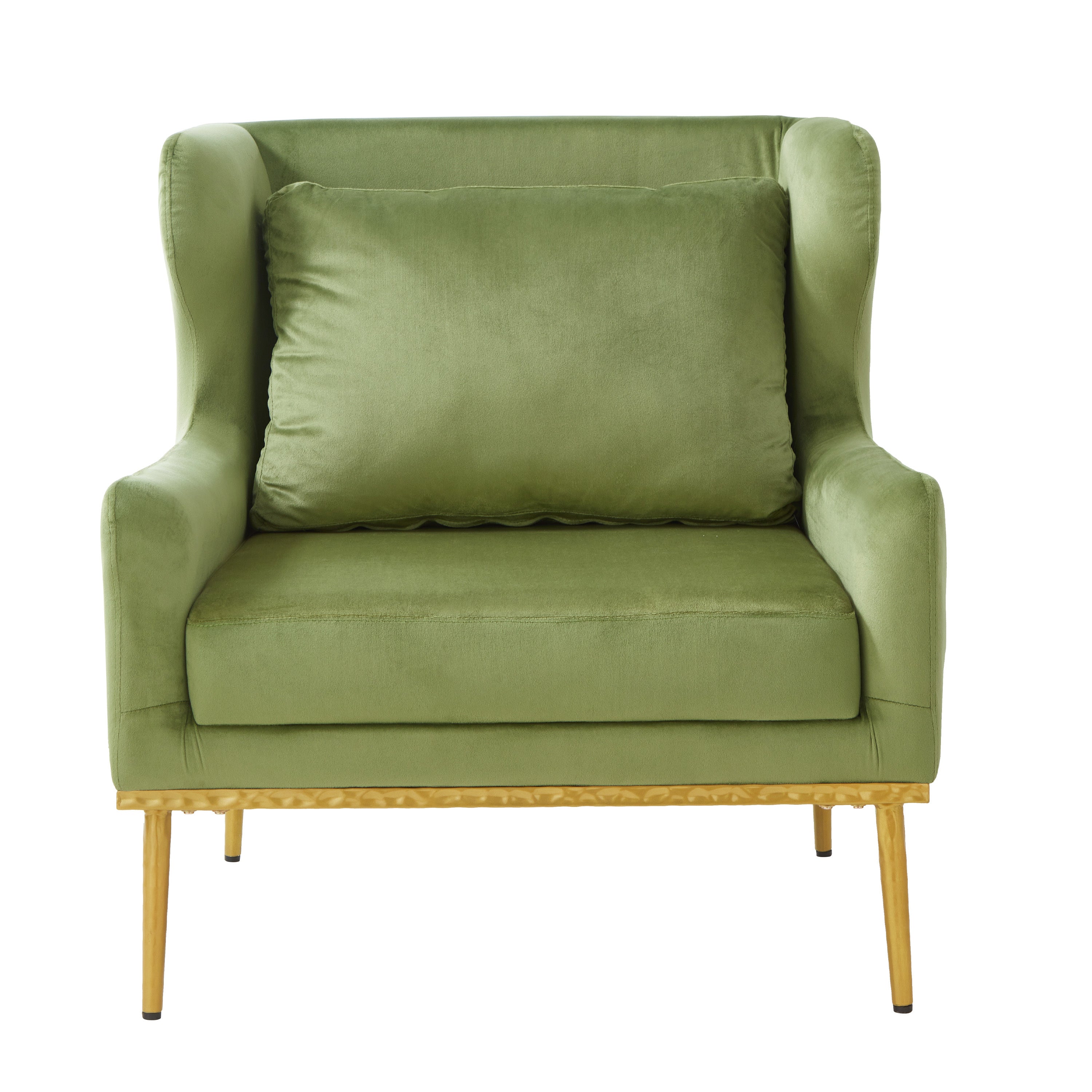 Modern Velvet Accent Armchair for Living Room or Bedroom, Green Upholstered with Iron Frame and High-Density Foam Cushion, 32.3'W x 32.3'D x 33.5'H