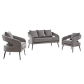 Charcoal Mid Century Modern Velvet 3-Piece Living Room Set