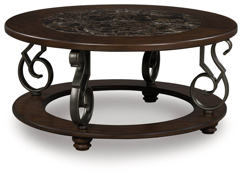 Frallyn - Round Cocktail Table - Dark Brown-0