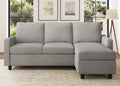 L Shaped Convertible Sectional Sofa Light Grey Linen Fabric-0