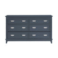 Navy Blue Finish Dresser with 6 Drawers Wooden Modern Bedroom Furniture 1pc