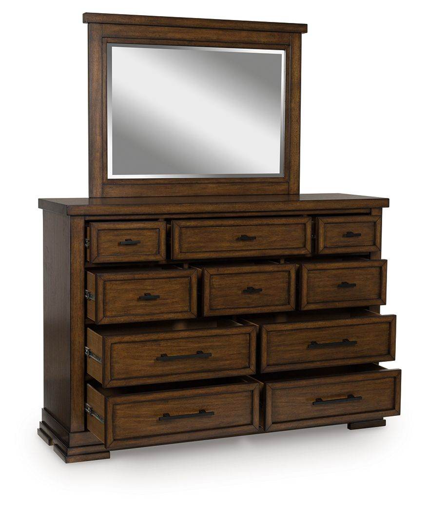 Taffenbrook - Dresser And Mirror - Medium Brown-2