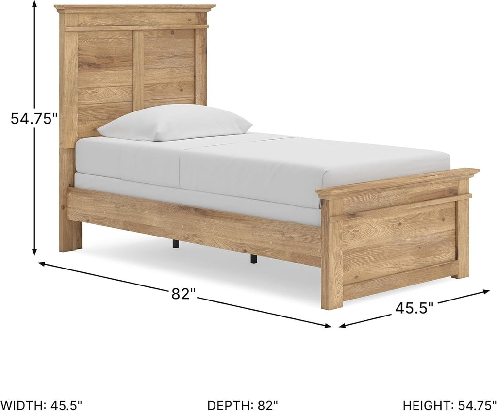 Twin Bed Frame Handcrafted Headboard Natural Brown