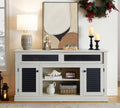 Embossed Pattern TV Stand, TV and Media Console with Open and Closed Storage Space and sliding door for Living Room & Bedroom,White, 58.27'W*15.35'W*31.7H
