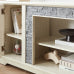 58' Modern TV Stand with 2-Door Storage, Faux Stone Media Console Cabinet, White Large Entertainment Center for Living Room