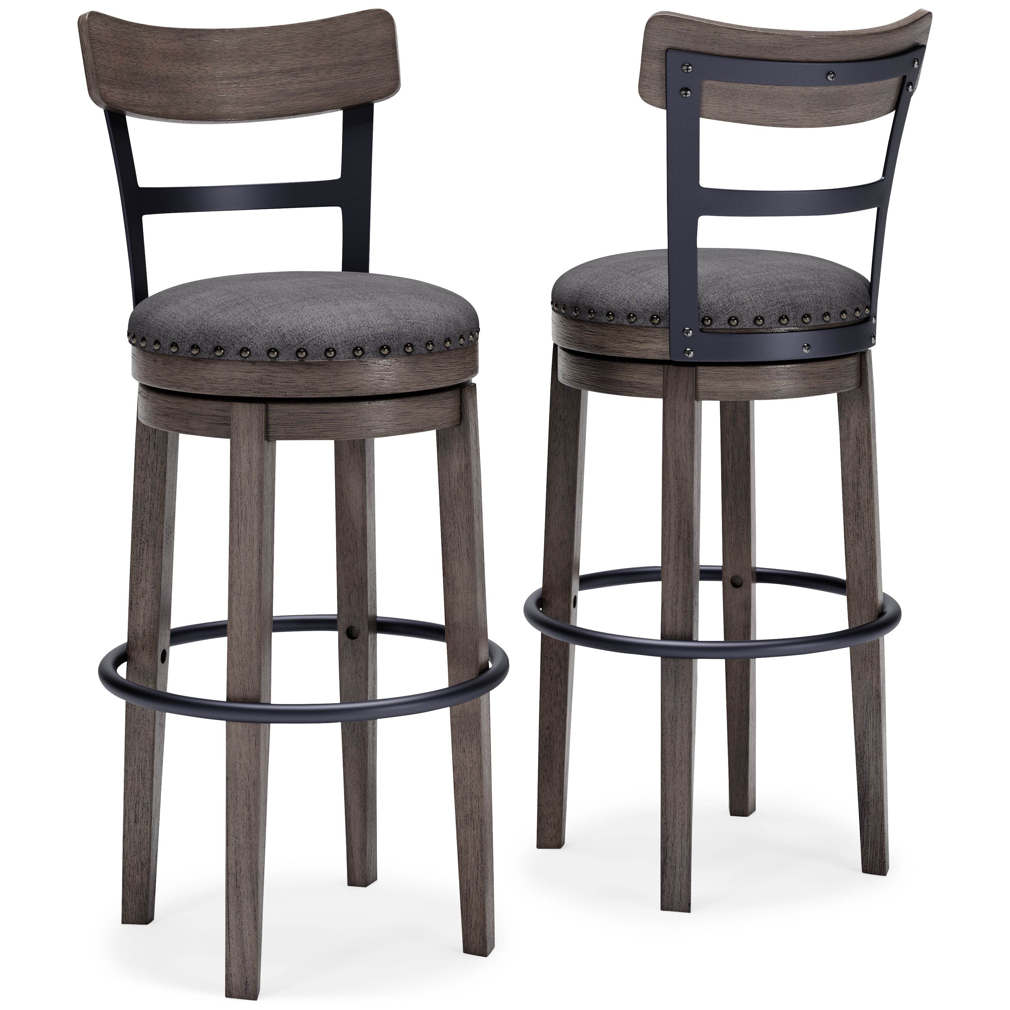 Caitbrook - Tall UPH Swivel Barstool - Gray-2