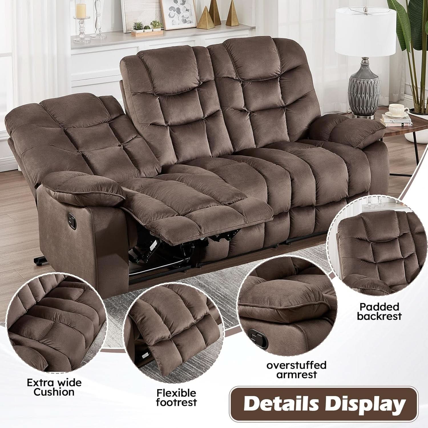 Brown 2 Piece Power Recliner Set With Massage And Heat-4