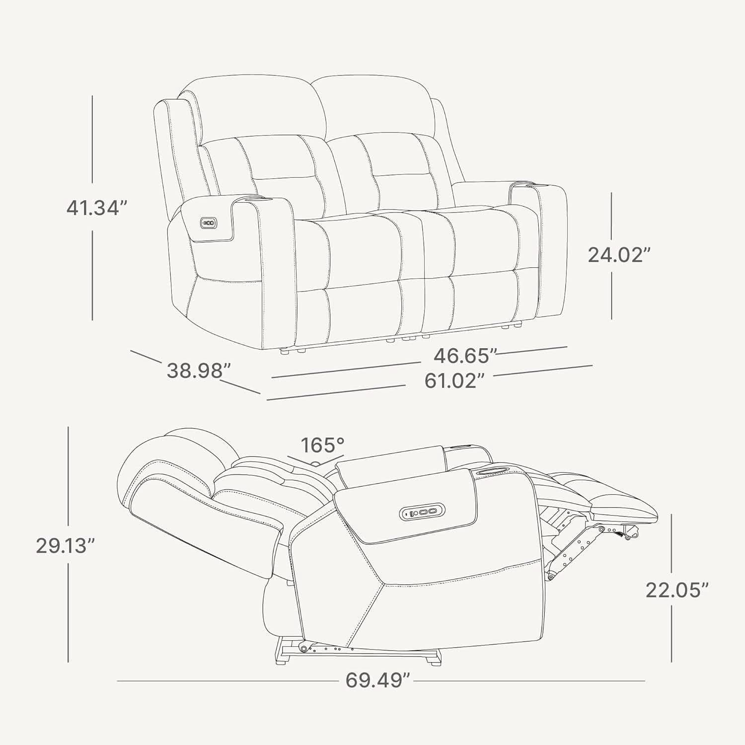 Saddle Brown Leather Power Headrest Loveseat Recliner-1