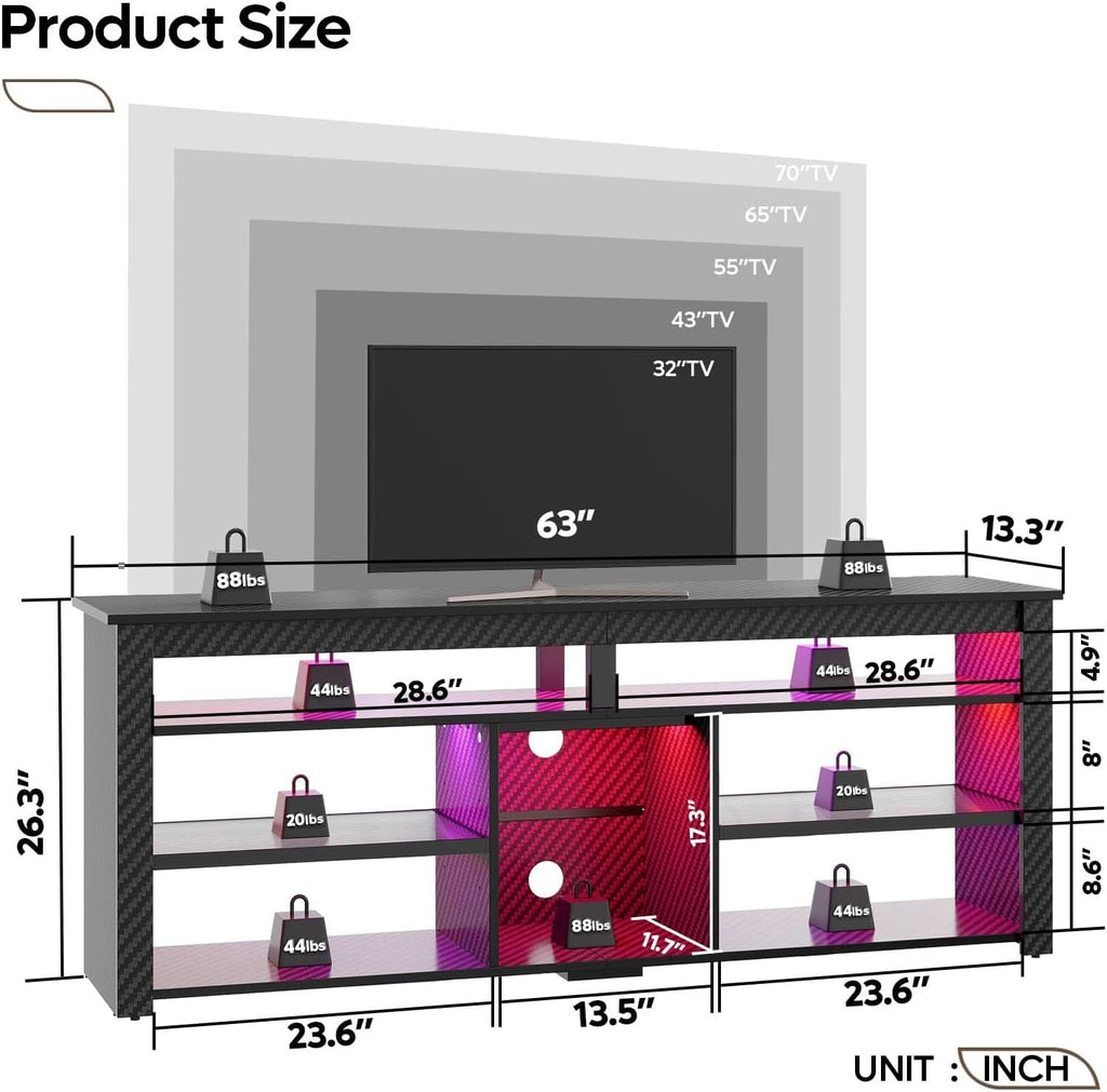 70 Inch Entertainment Center With RGB Illumination