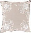 Gosforth Beige Floral Embroidered Accent Pillow - Clearance