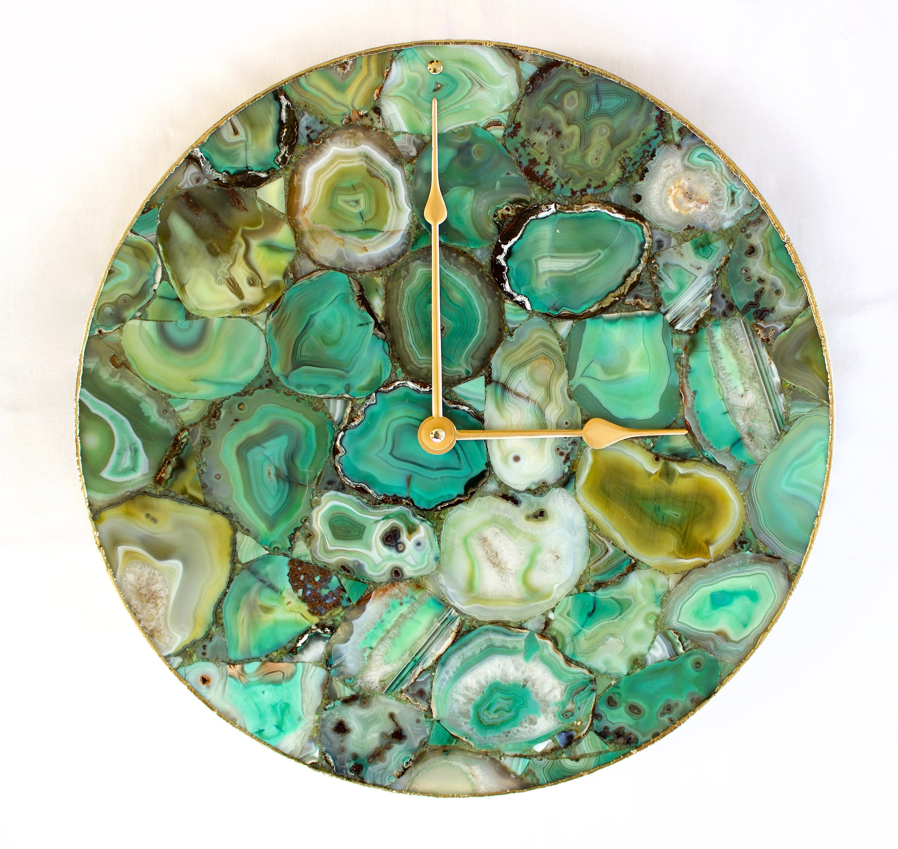Light Green Agate Wall Clock | Circular-0