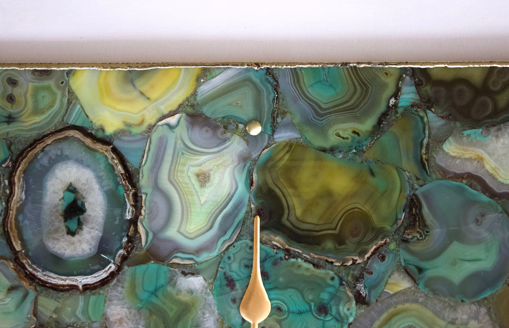 Light Green Agate Wall Clock | Square-2