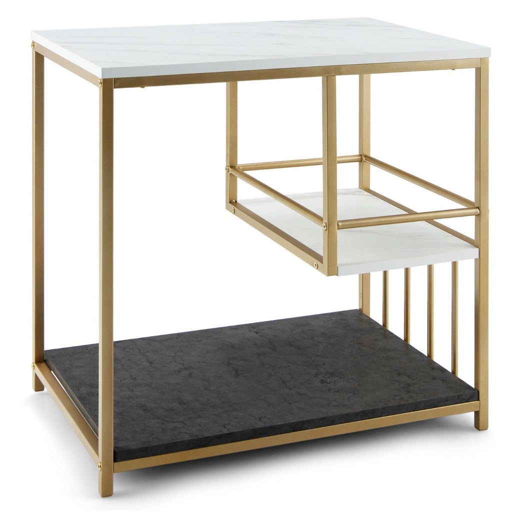 NNECW Modern 3-Tier Side Table with Storage for Living Room & Bedroom