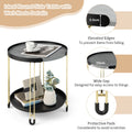 NNECW 2-Tier Round Side Table with Removable Tray for Living Room Bedroom