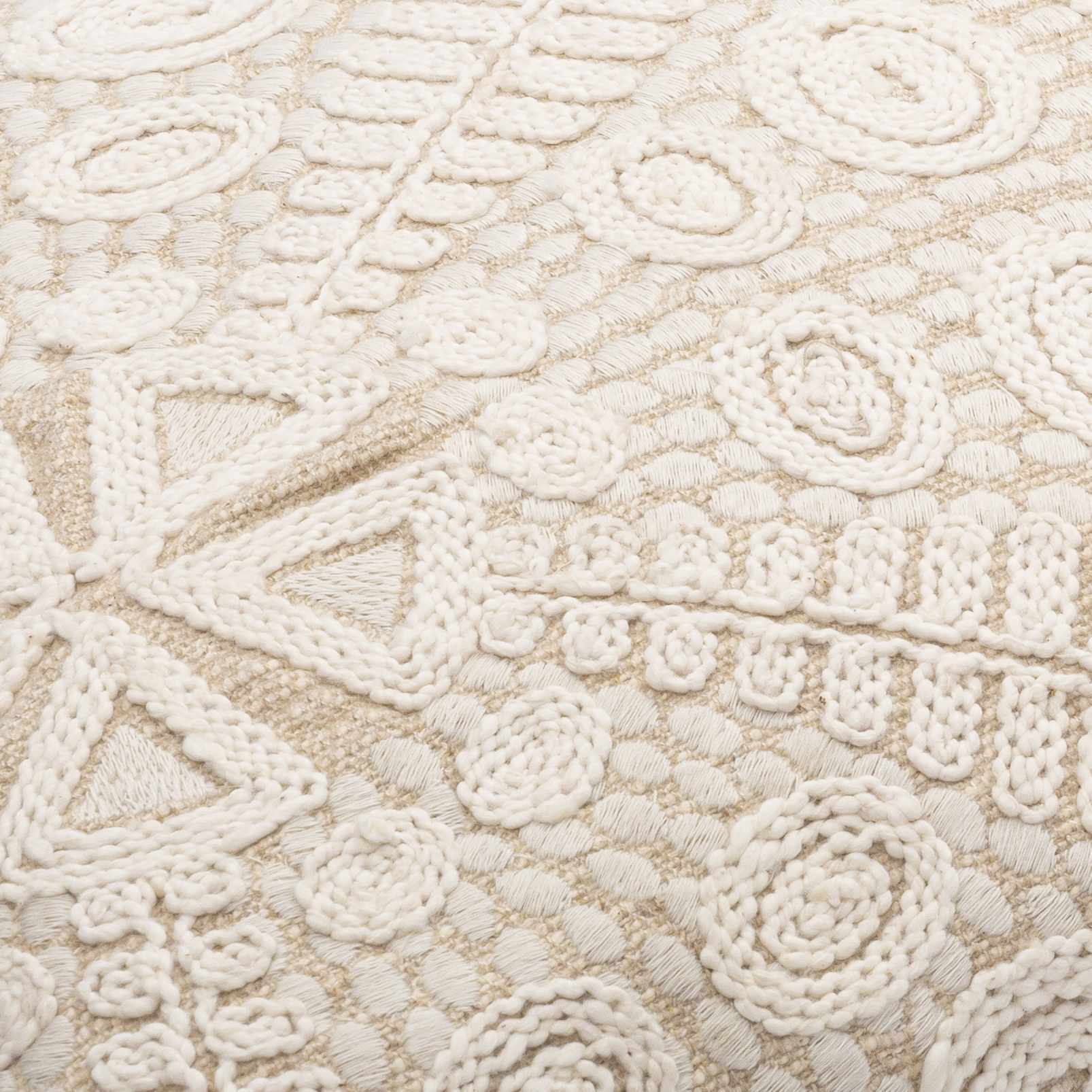 Kinango Beige Embroidered Accent Pillow - Clearance
