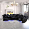 Leather Power Recliner Sectional Sofa with USB Charging-0