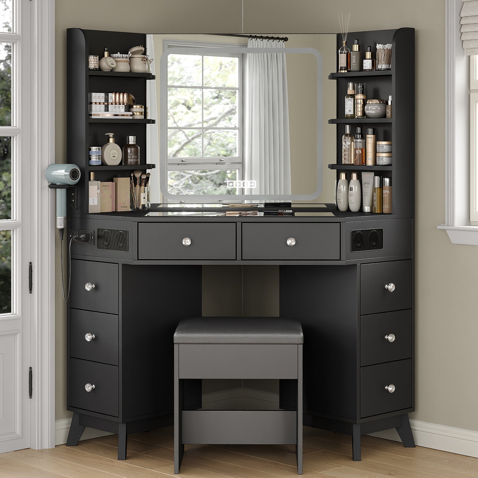LED Mirror Vanity Desk White - Vektaya