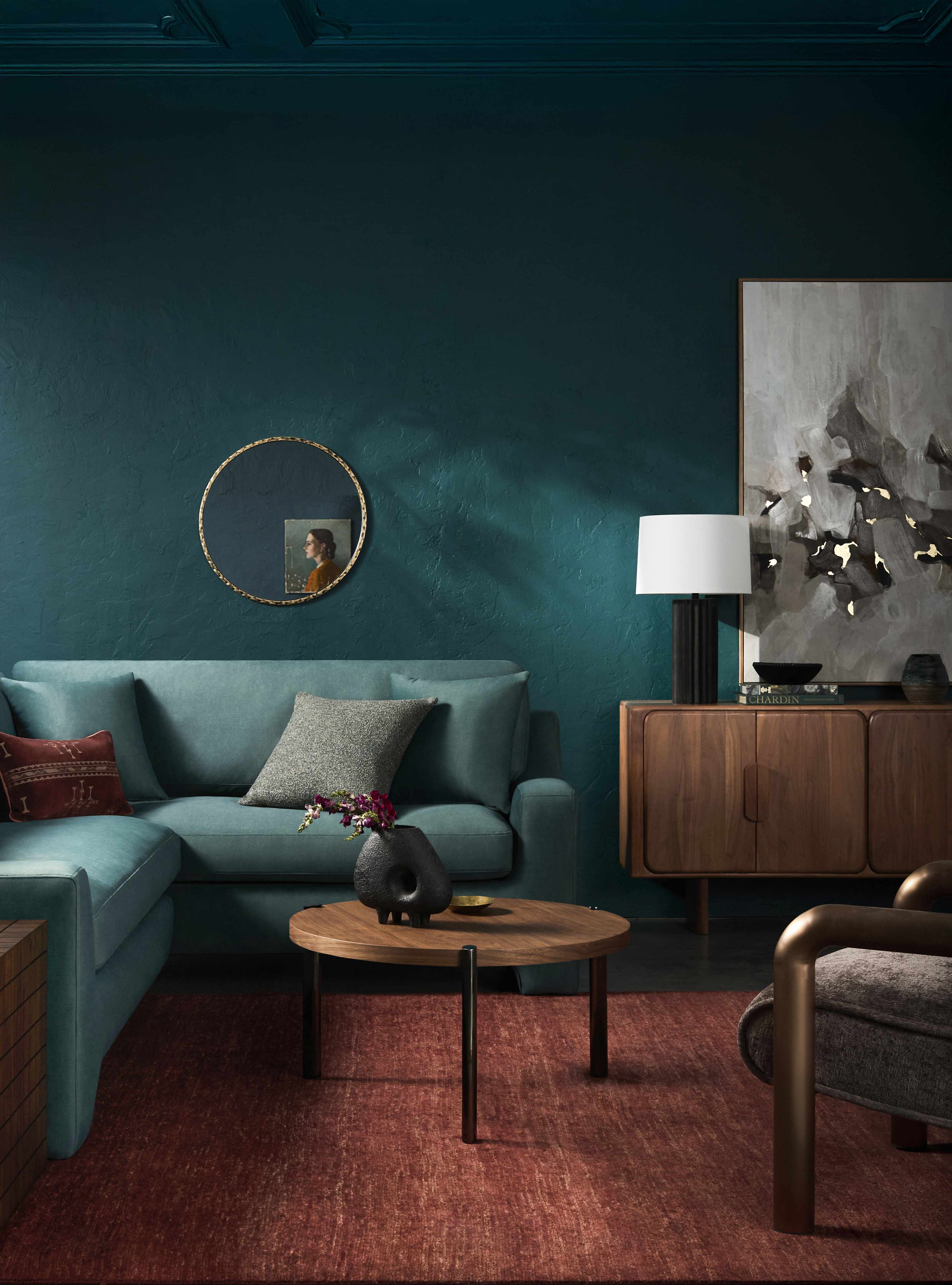 Palasbari Round Walnut Metal Coffee Table - Clearance