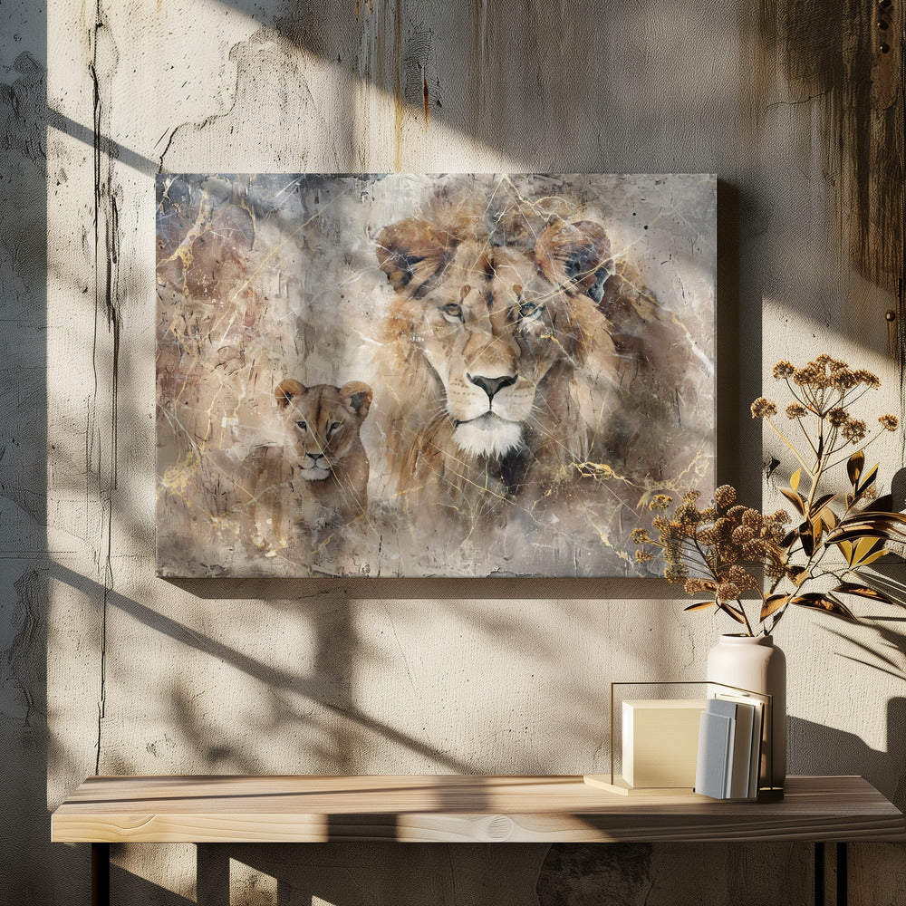 Wall art Lion Animal Vintage Art Illustration Wallart 08-4