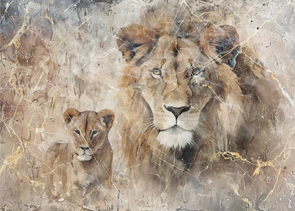 Wall art Lion Animal Vintage Art Illustration Wallart 08-3